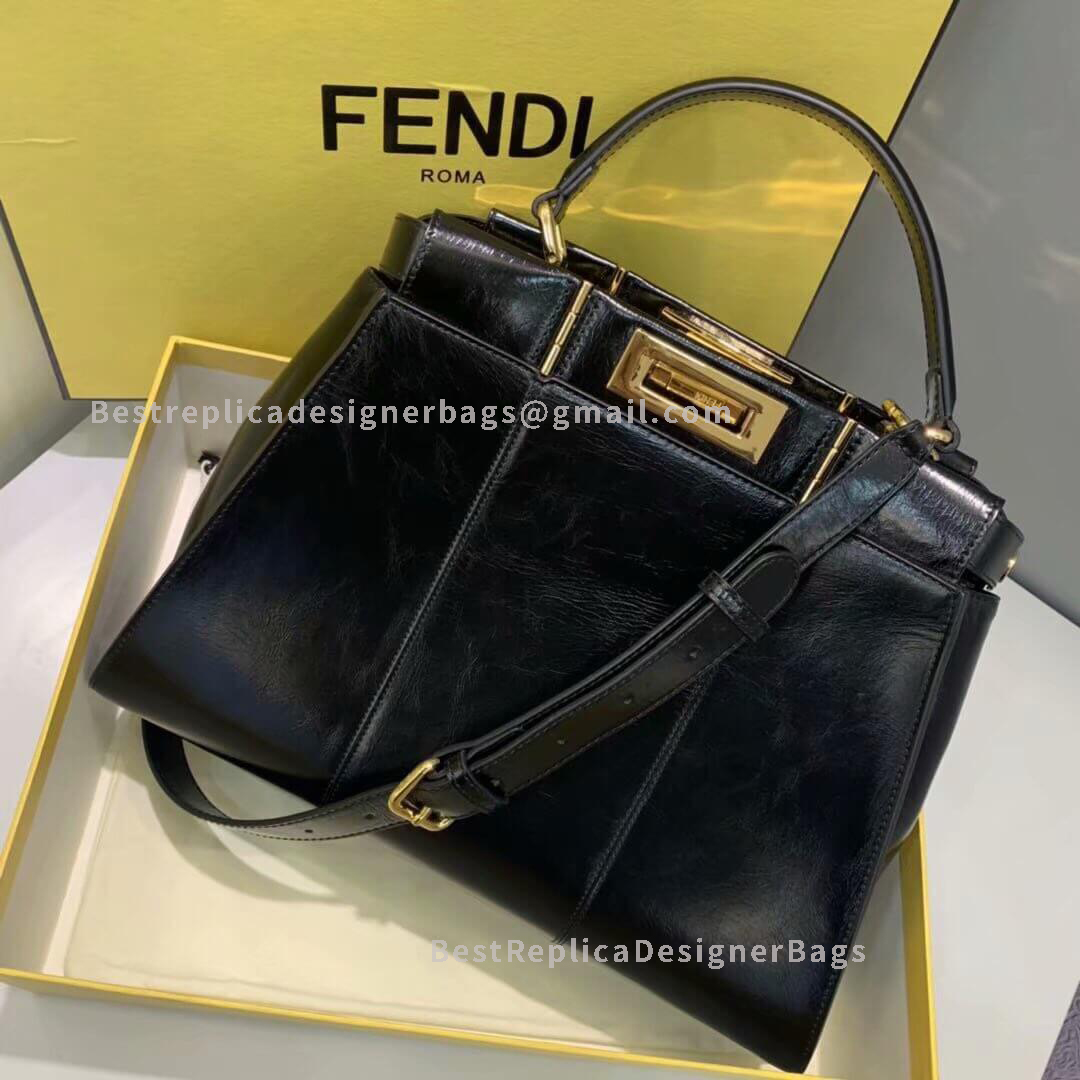 Fendi Peekaboo Iconic Medium Black Leather Bag 2116